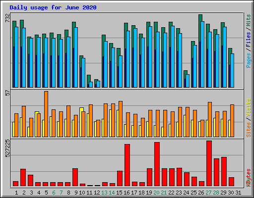 Daily usage for June 2020