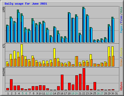 Daily usage for June 2021