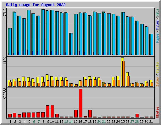 Daily usage for August 2022