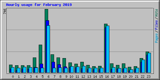 Hourly usage for February 2019